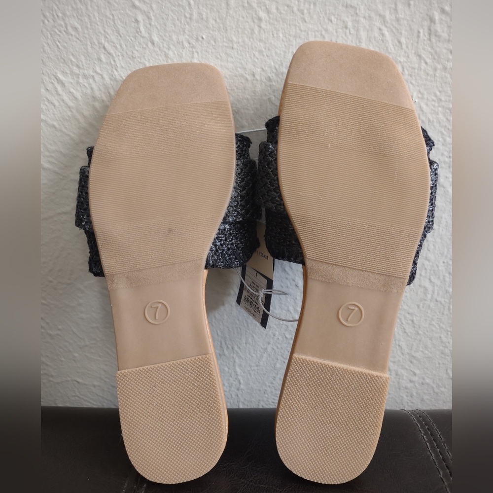 Universal Thread Chrissy Slides - Black Woven Strap & Tortoise Buckle - 7 - Picture 5 of 9